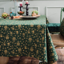 Load image into Gallery viewer, Christmas Festival Cotton Linen Table Cloth Green Gilding Tablecloth Wind Chimes Japanese Printing Rectangular Tablecloth
