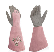 Load image into Gallery viewer, Professional Garden Leather Gloves Garden Rose Pruning Stab-Resistant Long Sleeve Printed Gardening Gloves
