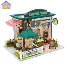 Load image into Gallery viewer, DIY Dollhouse Miniature with Furniture DIY Wooden Building Model Cafe
