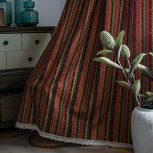 Load image into Gallery viewer, Fabric Curtain Bohemian Striped Printing Shading Chain Cotton and Linen Fabric Kitchen Curtain
