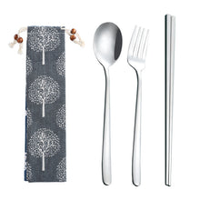 Load image into Gallery viewer, Stainless Steel Straw Package Portable Tableware Color Chopsticks Fork and Spoon Straw Combination Set
