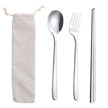 Load image into Gallery viewer, Stainless Steel Straw Package Portable Tableware Color Chopsticks Fork and Spoon Straw Combination Set
