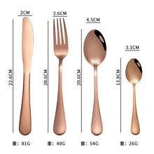 Load image into Gallery viewer, Tableware Four Main Pieces Gold-Plated Magic Color Table Knife Spoon Fork Tea Spoon Gift Set
