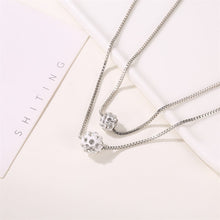 Load image into Gallery viewer, Summer Double-Layer Necklace Full Diamond Ball Clavicle Chain Simple and Short Full Diamond Women's Suit Necklace Chain Ornament
