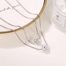 Load image into Gallery viewer, Summer Double-Layer Necklace Full Diamond Ball Clavicle Chain Simple and Short Full Diamond Women's Suit Necklace Chain Ornament
