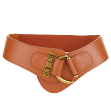 Load image into Gallery viewer, Elastic Waist Seal Women's Genuine Leather Wide Belt with Dress Coat down Jacket Belt
