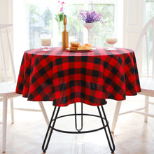 Load image into Gallery viewer, Red and Black Plaid Tablecloth Party Decoration round Table Cloth
