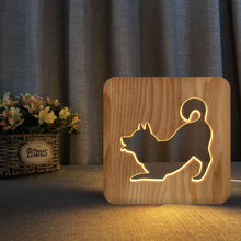 Load image into Gallery viewer, Pet Wooden Lamp Hollow Shiba Inu Modeling Lamp Christmas Decorative Table Lamp Ambience Light
