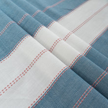 Load image into Gallery viewer, HG-021 Blue Striped Stitching Tassel Cotton Linen Tablecloth Table Cloth
