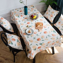 Load image into Gallery viewer, Blue Stitching Tablecloth Geometric Printing Simple Cotton Linen Table Cloth Restaurant Kitchen Cloth
