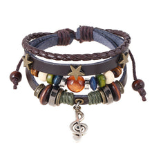 Load image into Gallery viewer, Beaded Genuine Leather Retro Bracelet Alloy Note Cattle Leather Bracelet
