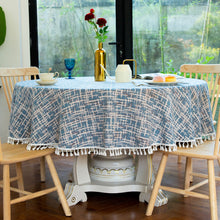 Load image into Gallery viewer, 3-Color Jacquard Tassel round Tablecloth Party Table Cloth
