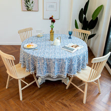 Load image into Gallery viewer, 3-Color Jacquard Tassel round Tablecloth Party Table Cloth
