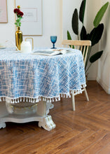 Load image into Gallery viewer, 3-Color Jacquard Tassel round Tablecloth Party Table Cloth
