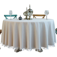 Load image into Gallery viewer, Round Table Tassel Lace Green Solid Blue Dustproof Tablecloth

