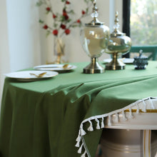 Load image into Gallery viewer, Round Table Tassel Lace Green Solid Blue Dustproof Tablecloth
