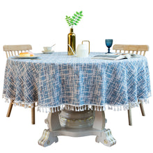 Load image into Gallery viewer, 3-Color Jacquard Tassel round Tablecloth Party Table Cloth
