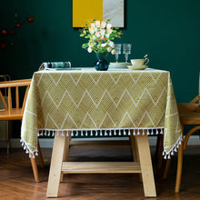 Load image into Gallery viewer, Tassel Jacquard Wave Pattern Tablecloth Suitable for Rectangular Dining Table (4 Colors)
