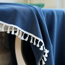 Load image into Gallery viewer, Round Table Tassel Lace Green Solid Blue Dustproof Tablecloth
