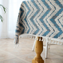 Load image into Gallery viewer, Tassel Striped Wave Tablecloth Cotton Linen Dustproof Table Cloth
