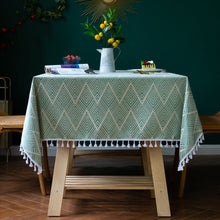 Load image into Gallery viewer, Tassel Jacquard Wave Pattern Tablecloth Suitable for Rectangular Dining Table (4 Colors)
