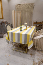 Load image into Gallery viewer, Rectangular Tablecloth Yellow Stripe Cotton Linen Dustproof Tablecloth
