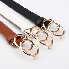 Load image into Gallery viewer, Belt round Buckle Alloy Snap Belt Student Minimalist Pant Belt Sweater Coat Decoration
