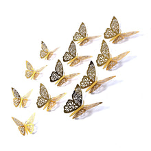 Load image into Gallery viewer, 12Pcs 4D Hollow Butterfly Wall Sticker DIY Home Decoration Wall Stickers wedding Party Wedding Decors Butterfly Kids Room Decors
