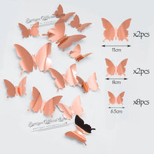 Load image into Gallery viewer, 12Pcs 4D Hollow Butterfly Wall Sticker DIY Home Decoration Wall Stickers wedding Party Wedding Decors Butterfly Kids Room Decors
