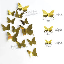 Load image into Gallery viewer, 12Pcs 4D Hollow Butterfly Wall Sticker DIY Home Decoration Wall Stickers wedding Party Wedding Decors Butterfly Kids Room Decors
