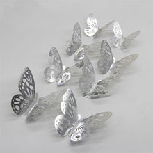 Load image into Gallery viewer, 12Pcs 4D Hollow Butterfly Wall Sticker DIY Home Decoration Wall Stickers wedding Party Wedding Decors Butterfly Kids Room Decors
