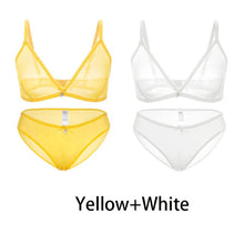 Load image into Gallery viewer, Varsbaby Sexy Ladies See-through Plus Size Bra Low Waist Panties 2Pcs
