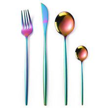 Load image into Gallery viewer, Stainless Steel Knife and Forks Four-Piece Set Portuguese Tableware Golden Set Creative Western Food Steak Knife, Fork and Spoon
