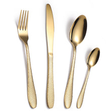 Load image into Gallery viewer, Cube Tableware Set Four-Piece Set Creative Western Food Steak Knife, Fork and Spoon Gold Stainless Steel Knife and Forks
