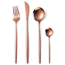 Load image into Gallery viewer, Stainless Steel Knife and Forks Four-Piece Set Portuguese Tableware Golden Set Creative Western Food Steak Knife, Fork and Spoon
