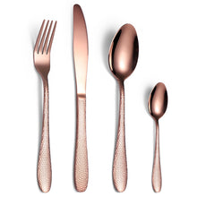 Load image into Gallery viewer, Cube Tableware Set Four-Piece Set Creative Western Food Steak Knife, Fork and Spoon Gold Stainless Steel Knife and Forks
