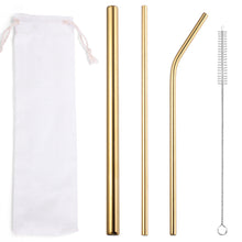 Load image into Gallery viewer, Popular Tableware Food Grade Environmental Protection Stainless Steel Straw Drink Milk Tea Metal Straw 3 Sets
