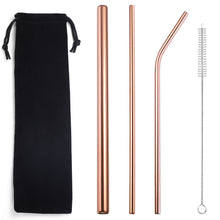 Load image into Gallery viewer, Popular Tableware Food Grade Environmental Protection Stainless Steel Straw Drink Milk Tea Metal Straw 3 Sets
