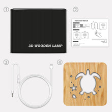 Load image into Gallery viewer, Turtle Shape Wooden Lamp Solid Wood Hollow Carved Animal Table Lamp Children Bedroom Light
