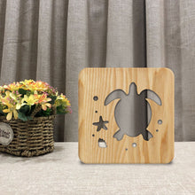Load image into Gallery viewer, Turtle Shape Wooden Lamp Solid Wood Hollow Carved Animal Table Lamp Children Bedroom Light
