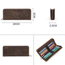 Load image into Gallery viewer, Vintage Leather Pencil Case Square Zipper Vgenuine Leather Pencil Box
