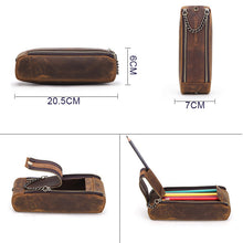 Load image into Gallery viewer, Portable Double Zipper Leather Pencil Case for Adult Retro Pencil Box
