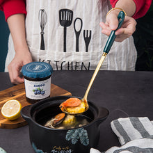 Load image into Gallery viewer, Ceramic Stainless Steel Soup Ladle Perforated Ladle Colored Glaze Stainless Steel 7cm Hot Pot Spoon Colander Kitchenware Soup Ladle
