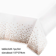 Load image into Gallery viewer, 137*274cm Rose Gold Tablecloth Gold/silver Dot table cover for adult Happy Birthday Party Supplies Wedding decorations
