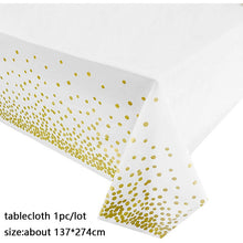 Load image into Gallery viewer, 137*274cm Rose Gold Tablecloth Gold/silver Dot table cover for adult Happy Birthday Party Supplies Wedding decorations
