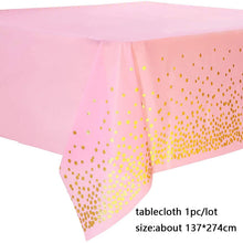 Load image into Gallery viewer, 137*274cm Rose Gold Tablecloth Gold/silver Dot table cover for adult Happy Birthday Party Supplies Wedding decorations
