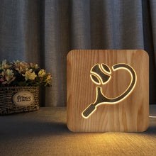 Load image into Gallery viewer, Sports Tennis Shape Table Lamp Daily Home Decoration Decoration Wooden Craftwork Bedroom Night Light Ambience Light
