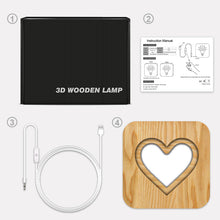 Load image into Gallery viewer, Love 3D Small Night Lamp Domestic Ornaments Romantic Valentine Gift Wood Night Light
