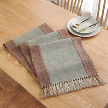 Load image into Gallery viewer, Solid Color Cotton and Linen Table Runner Tassel Bed Runner Stitching Dining Tablecloth Cotton Linen Zen Tea Table Table Runner
