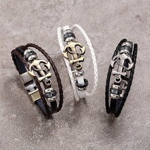 Load image into Gallery viewer, Ornament Simple Multi-Layer Woven Boat Anchor Cattle Leather Bracelet Fashion Popular Retro Male and Female Bracelets
